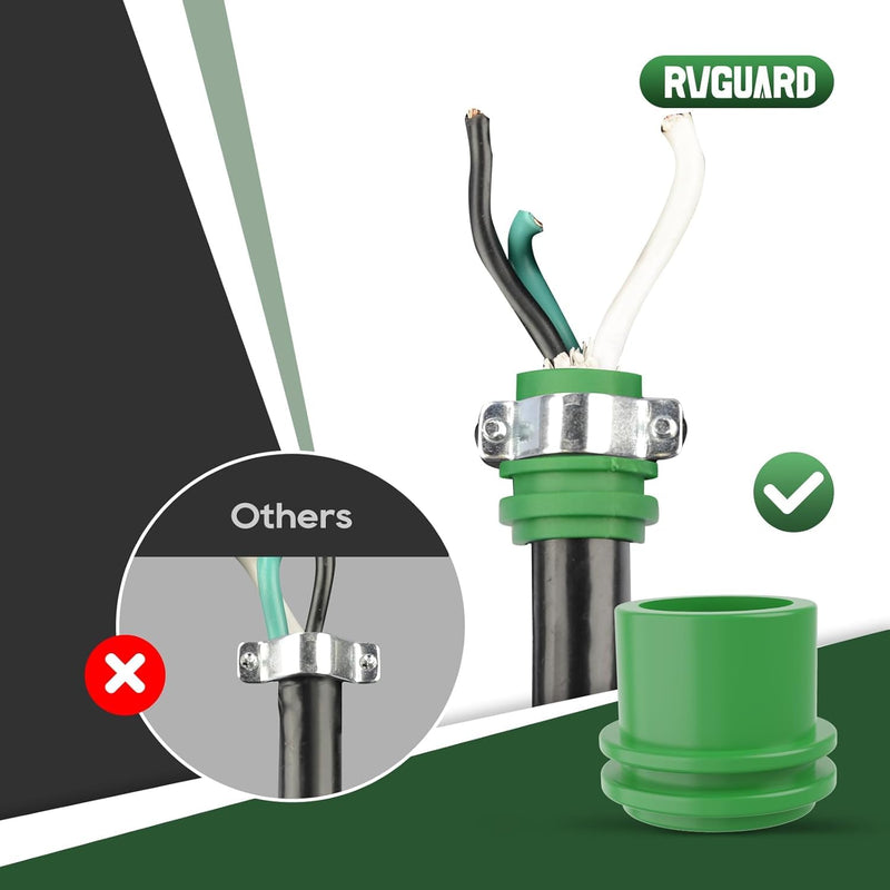 RVGUARD 30 Amp RV Replacement Plug, NEMA TT-30P, 30 Amp 125 Volt Replacement Plug with Disconnect Handle, Green 30M