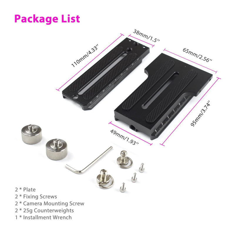 L Bracket Vertical Mount Quick Release Plate for Zhiyun Weebill S Crane 2 3 Gimbal Stabilizer, DSLR Camera, Tripod, Monopod