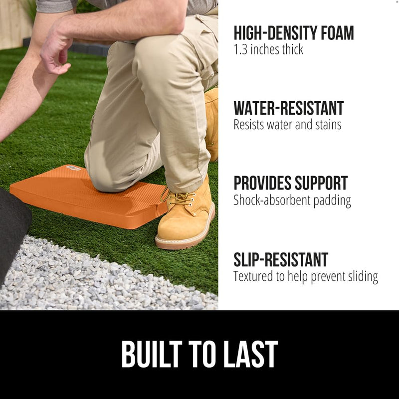 GORILLA GRIP® Extra Thick Patent Pending Supportive Foam Kneeling Pad, Large Cushion Knee Pads for Gardening, Baby Bath Time, Dirt and Water Resistant, Workout and Garden Supplies, 17.5x11, Orange 1