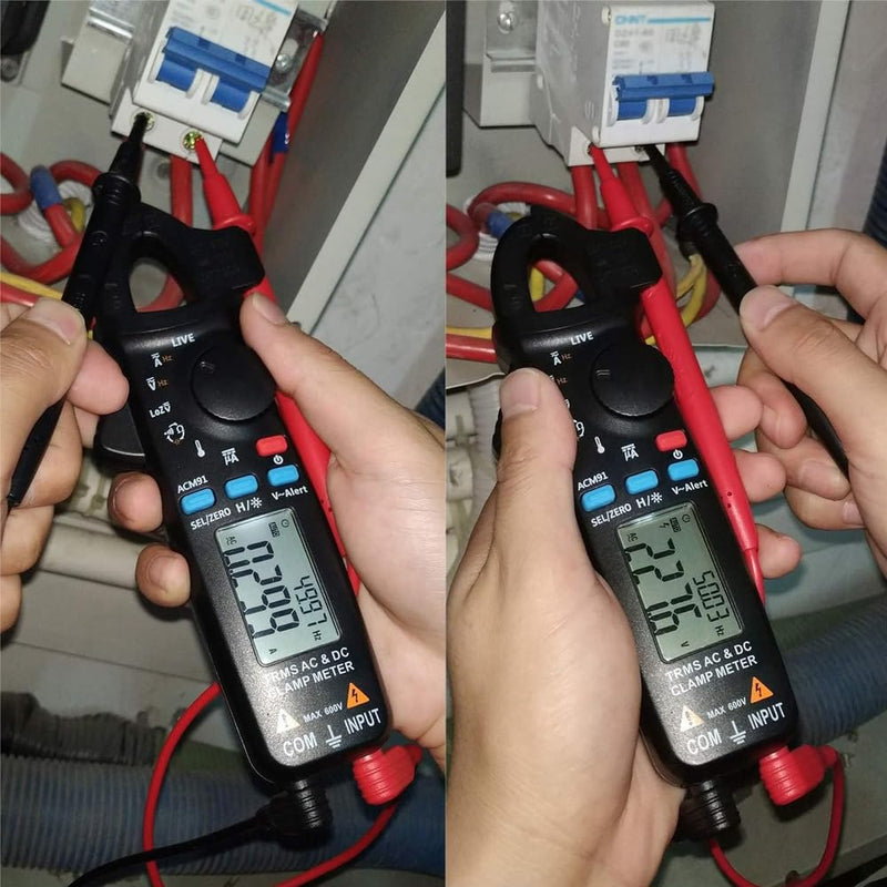 Accuracy Clamp Multimeters with Storage Bag NCV Led Light for AC/DC Current Home (ACM91 Black) ACM91 black