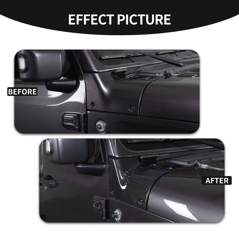 CheroCar for Jeep JL Cowl Cover Body Armor Exterior Accessories for 2018-2022 Jeep Wrangler JL JLU & Jeep Gladiator JT 2/4 Door, (Carbon Fiber)… Carbon Fiber