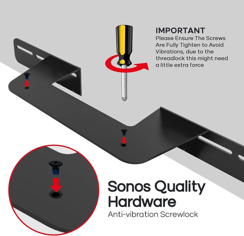 Sound Bass Soundbar Mount for Sonos Beam Compatible with Generation 1 & 2 Sonos Beam Sound Bar Includes All Necessary Mounting Hardware, Mounts Bracket, Black