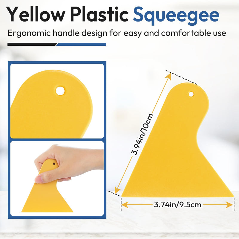 rabbitgoo Window Tint Kit, Window Privacy Film Installation Tint Tools, 3 Pieces Easy to Apply Frosted Glass Stained Glass Privacy Film Application Kit Include Squeegee, Utility Knife, Spray Bottle Yellow Squeegee