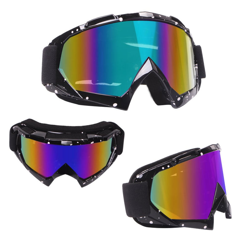 Motorcycle Goggles Dirt Bike Goggles Windproof ATV Dustproof Racing GogglesScratch Resistant Ski Goggles Protective Safety Glasses PU Resin (Black frame+Color lens) Marble Black Frame+color Lens