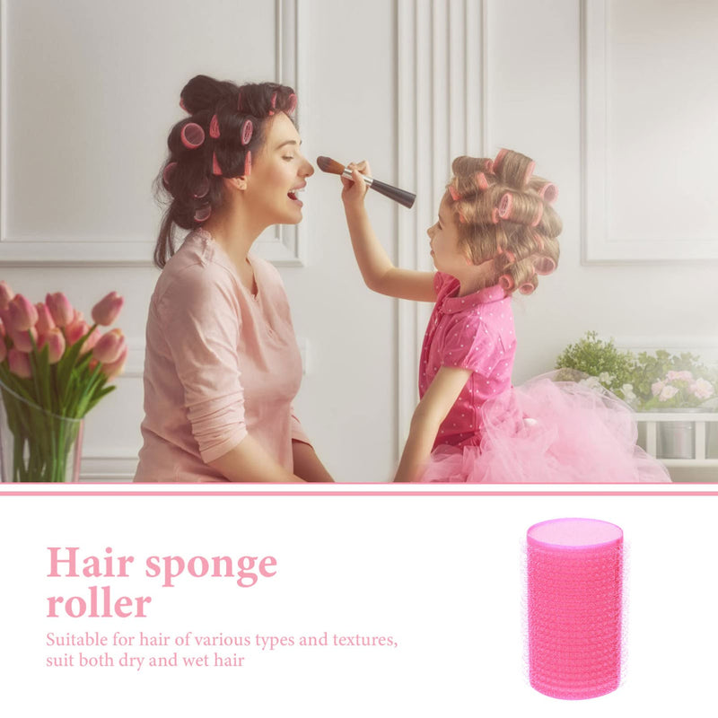 Beaupretty 12pcs Self Grip Hair Rollers Set Sponge Hair Curler Adhesive Hairstyling Roller Professional Hairdressing Tools for Women Home Salon (Rosy） Picture 1