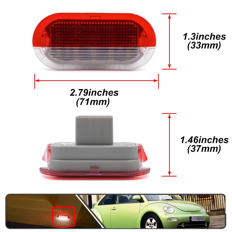 2Pcs LED Courtesy Door Light for Volkswagen Beetle Golf MK3 MK4 Jetta MK3 MK4 White LED Courtesy Projector Under Door Warming Lamps