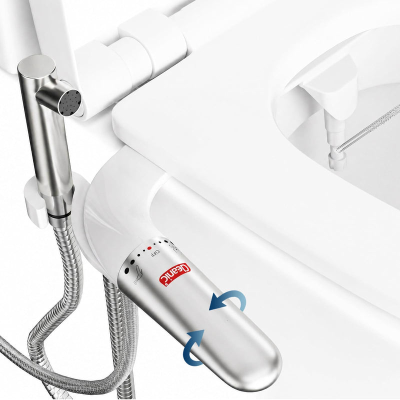 DEANIC 2-in-1 Bidet Attachment with Handheld Bath Bidet Sprayer, Ultra-Slim Adjustable Water Pressure Nozzle, Cold Water Non Electric Hand Sprayer for Toilet Seat (Sliver White) Sliver White 1