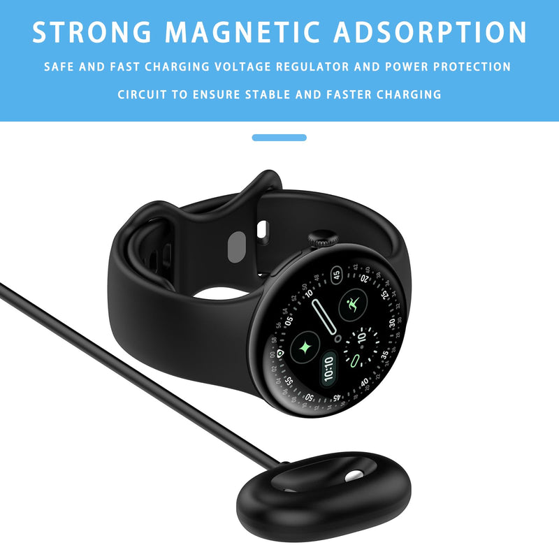 [2-Pack] Charger Dock Compatible with Google Pixel Watch 4, Quick Charging USB-C Charge Cable, Fast-Charging with Side Dock [Only for Pixel Watch 4 41mm and 45mm] (Black, USB-C) Black