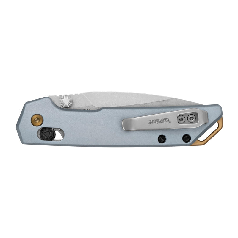 Kershaw Mini Iridium Folding Pocket Knife, 3 inch D2 Steel Blade, DuraLock, Aluminum Handle, Pocketclip Gray