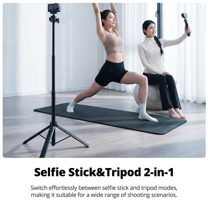 Ambitful Bluetooth Tripod Selfie Stick, Magnetic Mount for DJI Osmo（DT07B | 13.3-55.1inch in Extendable,2-in-1 Tripod and selfie stick For DJI Osmo Action Cameras,360 ball head, 1.5kg load DT07 DT07B Extended
