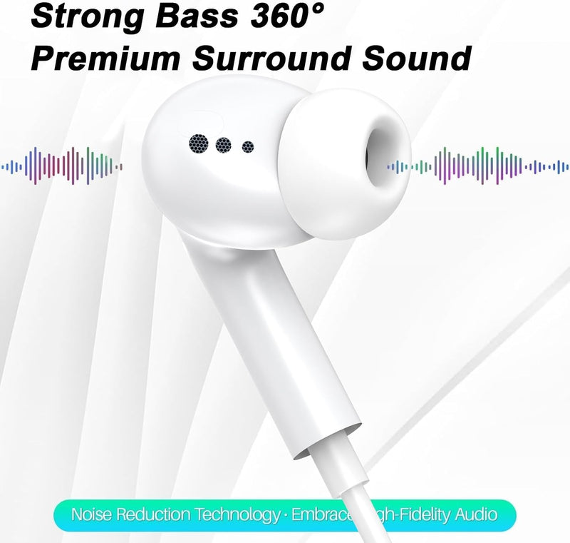 [Apple MFi Certified] USB C Headphones for iPhone 17 16 15,Wired Earbuds with Mic & Volume Control,Noise Cancelling Type C Earphones in-Ear for iPad Pro/Air,Galaxy S25 26 Ultra,Pixel 9,MacBook 2Pcs Creamy white