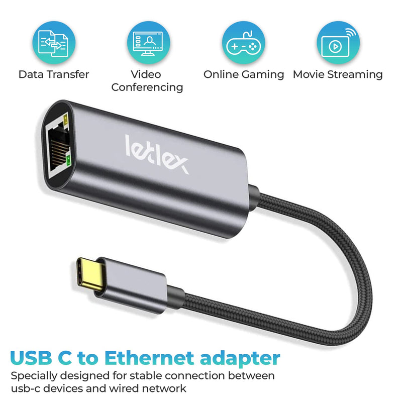 USB C to Ethernet Adapter, 1000 Mbps USB-C Gigabit Ethernet Adapter Compatible with MacBook Pro and Air for Thunderbolt 3 USB 4, Ethernet to Type C USBC Adapters for Mac Windows Android