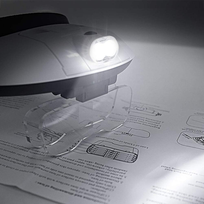 1X to 6X Headband Magnifier, Head Mount Magnifying Glass with LED Light for Close Work Jewelers Loupe Eyelash Extensions Watch Repair Reading