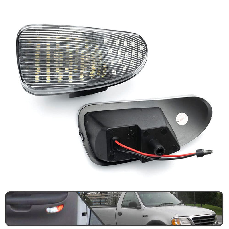 2Pcs F150 LED Courtesy Door Lights for Ford F150 1997-2003, F150 SVT Lightning 1999-2002, F250 Light Duty 1997-1999 Red& White LED Side Door Panel Light Door Interior Light Step Lights Clear Lens