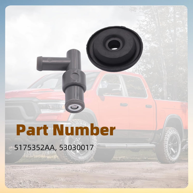 PCV Valve 5175352AA and PCV Grommet 53030017, Replacement for Dodge Ram 1500 Dakota, PCV Crankcase Vent Valve Kit Replacement for Jeep Grand Cherokee 5.2L 5.9L