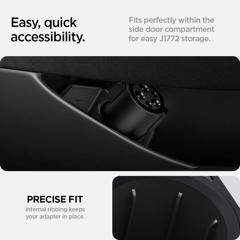 Spigen J1772 Charging Adapter Door Dock for All Tesla Model Y [Compatible with Model Y Juniper 2025/26] (SAE J1772 Charging Adapter NOT Included) - Refer to The Video for Installation