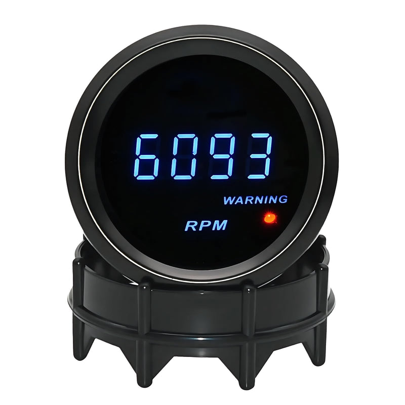 2" Digital 12V Tachometer RPM Gauge, Fits for 4/6/8 Cylinder Gasoline Cars Blue LED