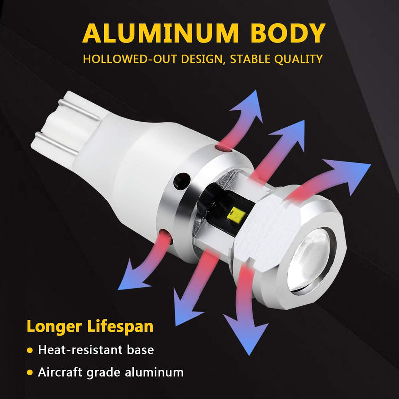PHINLION 921 LED Bulb Reverse Light, 2600 Lumens Super Bright Canbus High Power 912 T15 922 W16W Backup Replacement Lights, 6000K Xenon White, Pack of 2