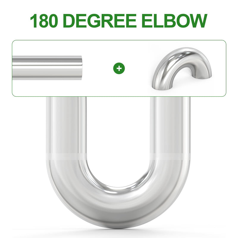 TAISHER 1PCS 304 Stainless Steel 4" OD 180 Degree Mandrel Bend Elbow - Thickness 16GA/.065”Wall, for Stair Handrail. 180 Degree 1Pcs