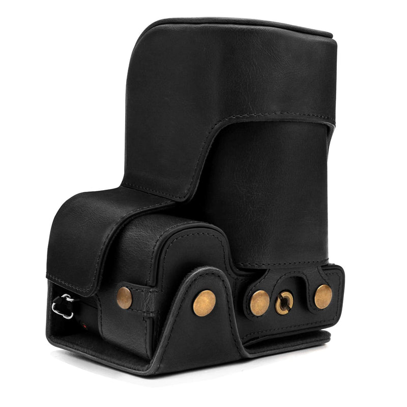 MegaGear MG1804 Ever Ready Leather Camera Case Compatible with Sony Alpha A6600 (18-135mm) - Black