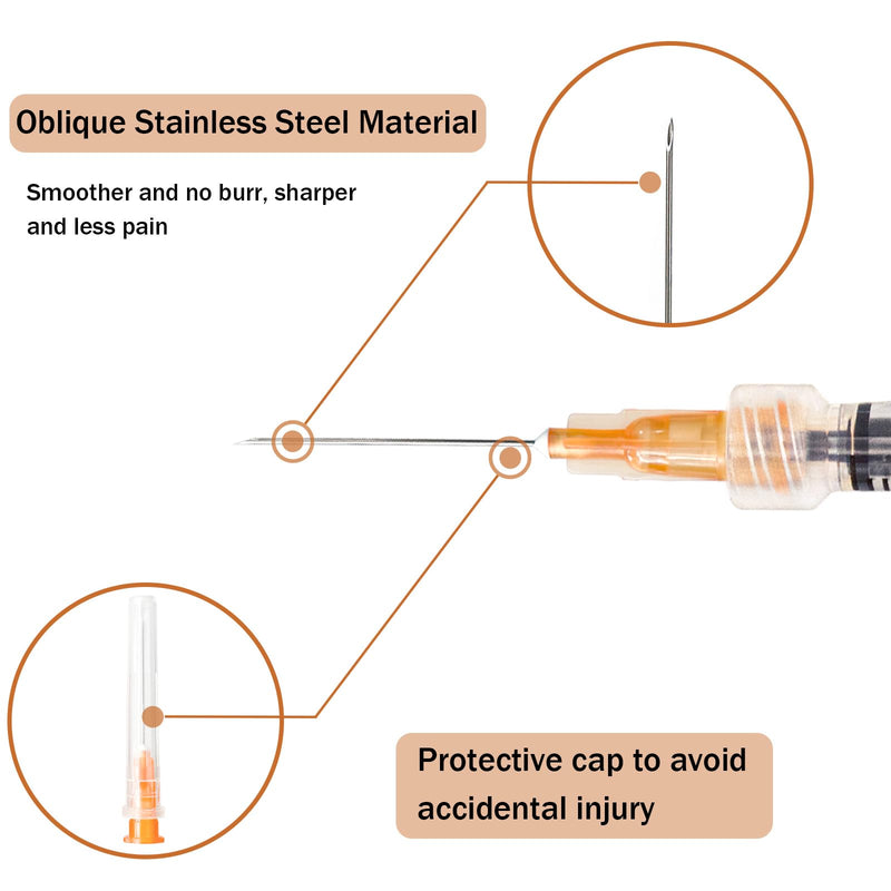 100 Pack 1mL Syringe 25Ga 1inch, Scientific Labs, Measuring and Refilling Inks 1mL 25Ga 1in 100