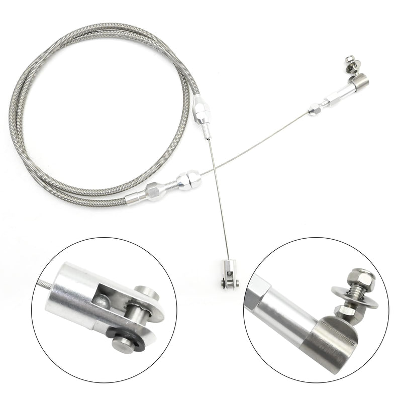 36 inch Automotive Universal Braided Throttle Cable Kit, Stainless Steel Gas Cable, Swap Braided Throttle Cable Kit