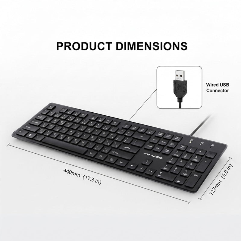 Hebrew English Keyboard USB Wired - 104 Keys Full-Size Laser Letter | Bilingual Keyboard(Not Fading Character) with Number Pad for PC Desktop Computer - for Hebrew Speakers, Jewish School