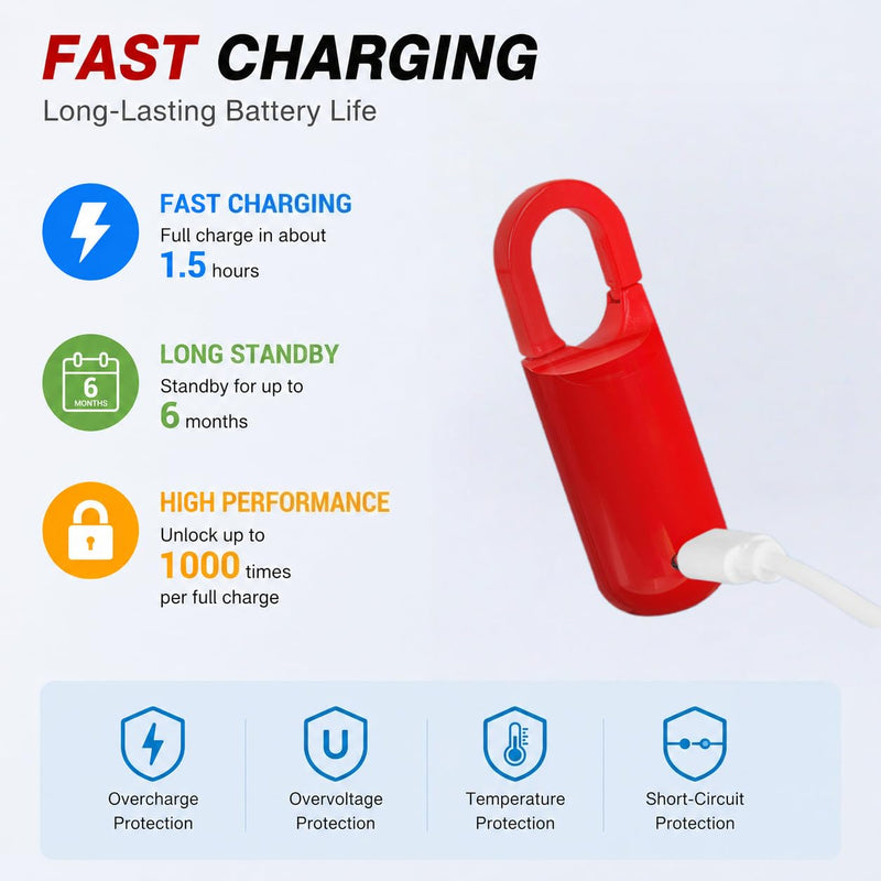 Smart Fingerprint Padlock for Locker, Small Rechargeable Fingerprint Lock, Keyless Biometric Thumbprint Padlock for Gym School Locker, Suitcase, Backpack Black