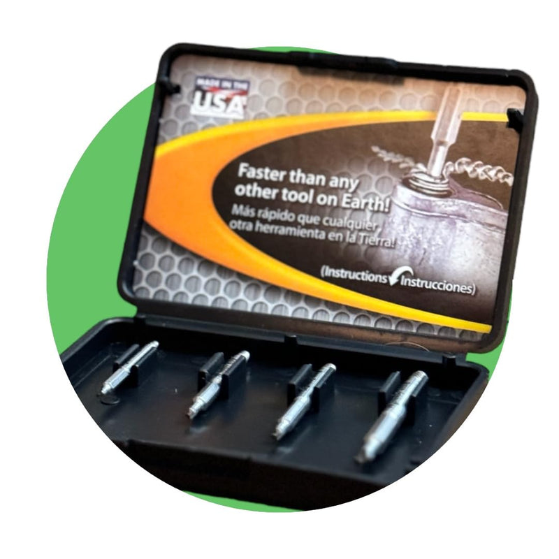 Alden 4507P Grabit Micro Broken Bolt Extractor 4 Piece Kit - Small Bolt and Screw Remover - Made in the USA