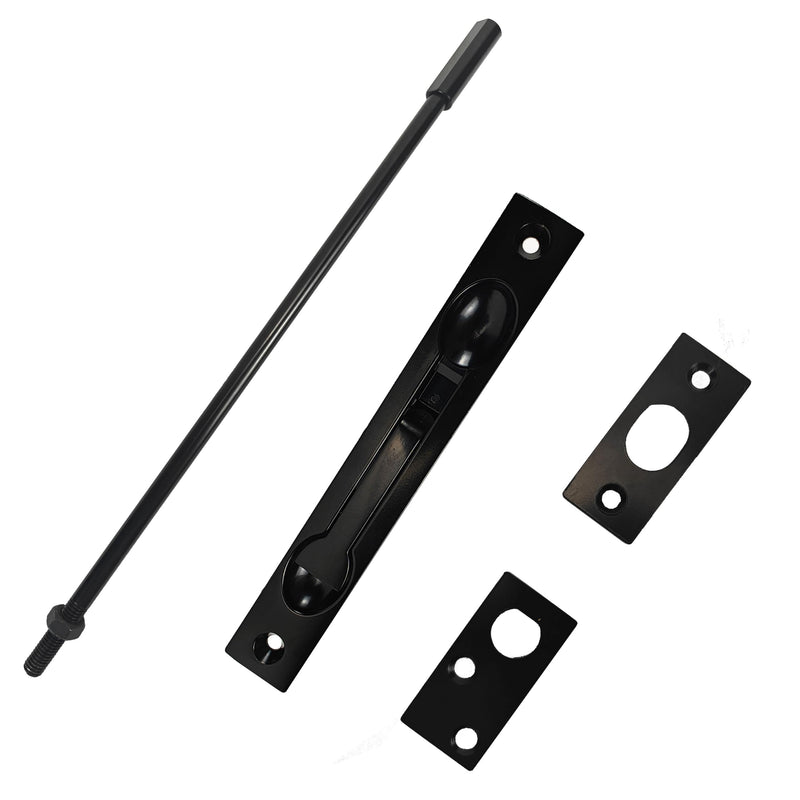 Solid Zinc Alloy Extension Flush Bolt with Rod 12"-Satin Black-Pack of 2
