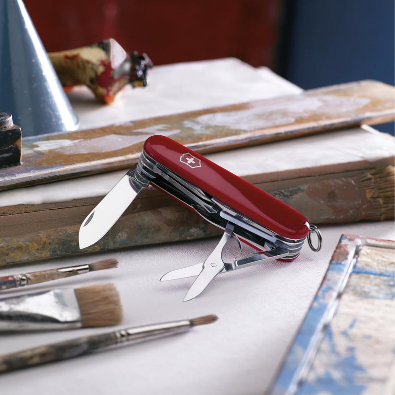 Victorinox Explorer Swiss Army Knife - 16 Function Pocket Tool - Red | Swiss Made Multi-Tool with Magnifying Glass, Phillips Screwdriver, Scissors, 2 Blades, and Can Opener - 91 mm Compact Size