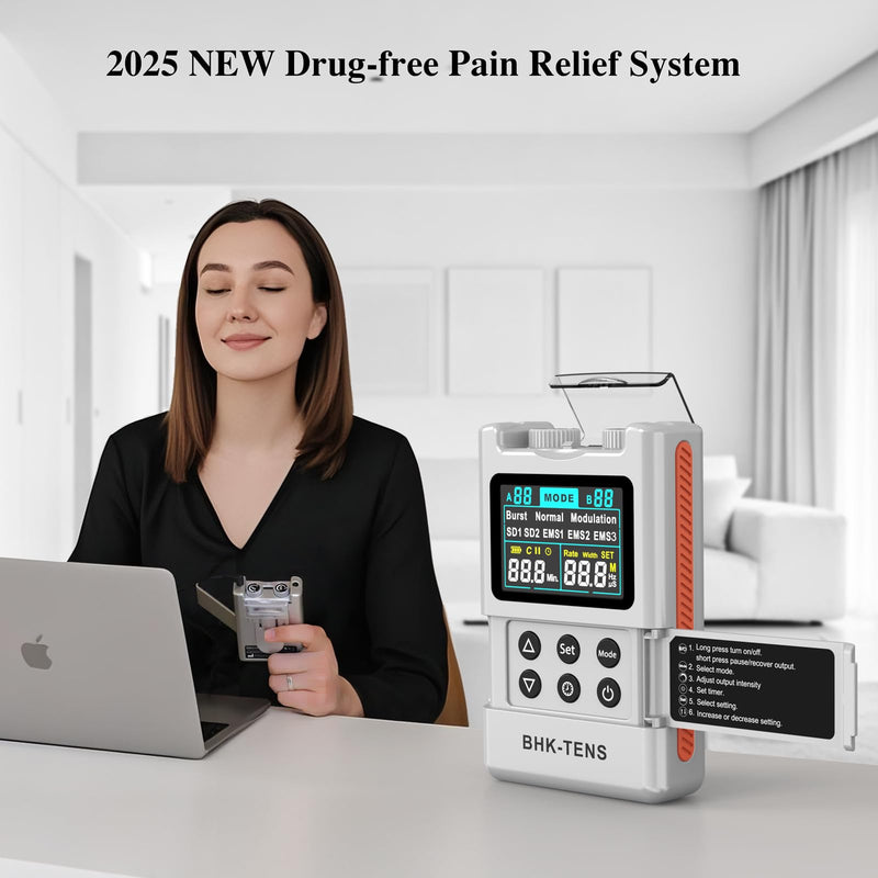2025 TENS EMS Unit Muscle Stimulator for Back Pain Relief, Upgraded Color LCD TENS Machine for Chronic Pain, Muscle Relaxation, Home Use. with 8 Customizable Pulse Modes, 8 TENS Pads, 40 Intensitys 800 Silver