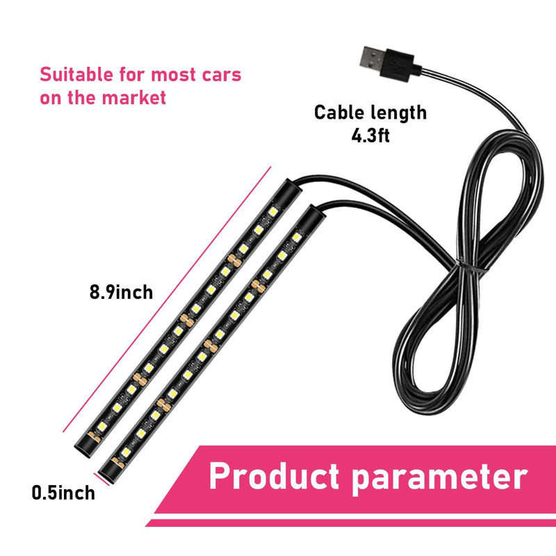 Car LED Strip Light, 24 LEDs RGB Neon Interior Atmosphere Lights, 12V Under Dash Ambient Night Light, USB Port Auto Interior Decorative Lamp, Universal Car Accessories (Blue) Blue 24 LED, USB Port