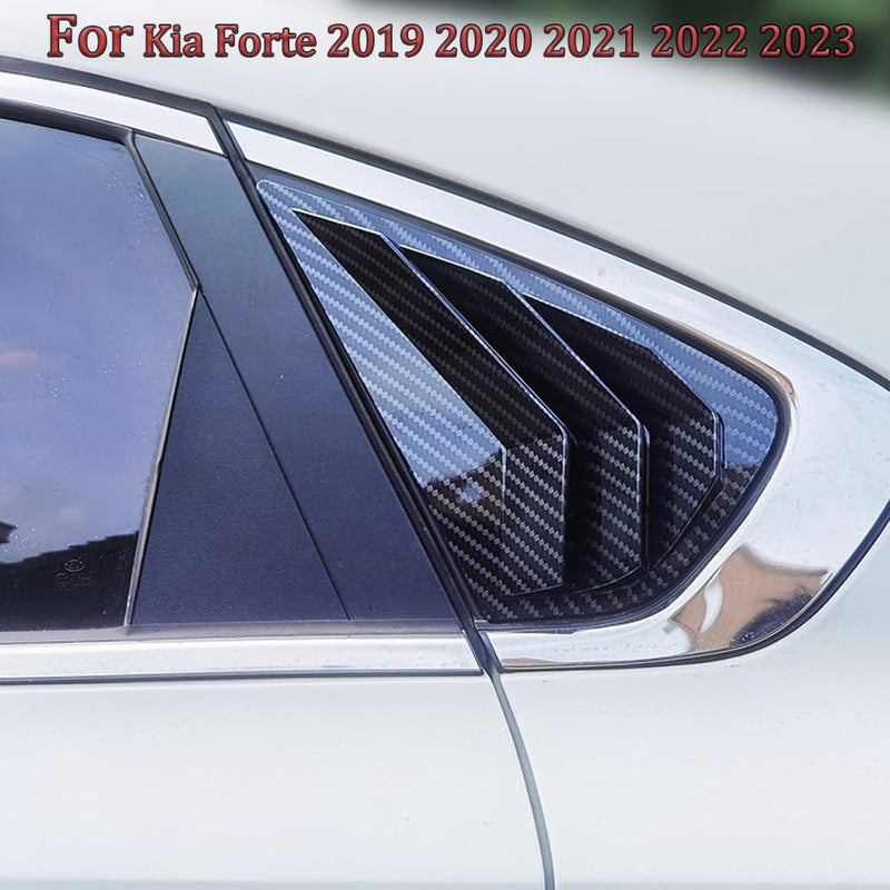 2PCS Print Rear Side Window Louvers Air Vent Scoop Shades Cover Blinds Trim for Kia Forte 2019 2020 2021 2022 2023 2024 - ABS Carbon Fiber Sport Interior Accessories Forte 2019-2024