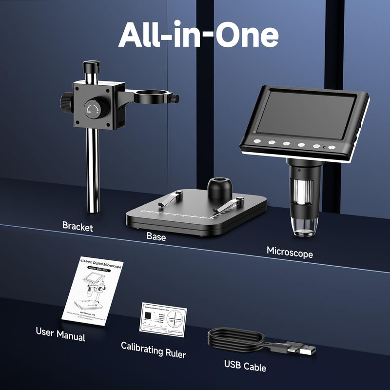 4.3" Coin Microscope Digital Microscope for Collectors 1980P HD Error Coin Magnifier with 8 LED Lights, Compatible with Windows/Mac DM7
