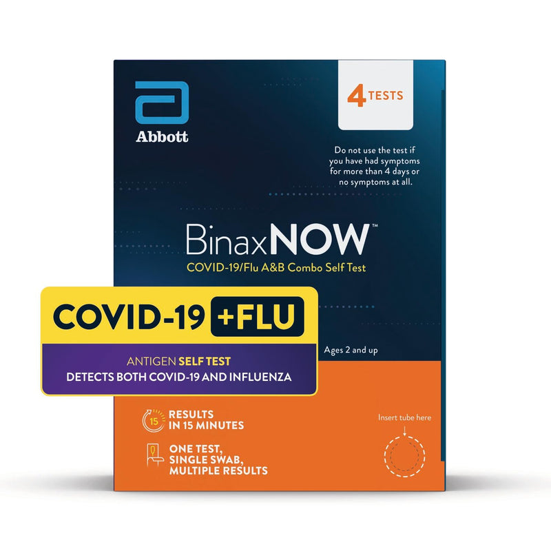 BinaxNOW™ COVID-19/Flu A&B Combo Self Test, Reliable COVID/Flu Home Test With 15 Minute Results, 4 Tests