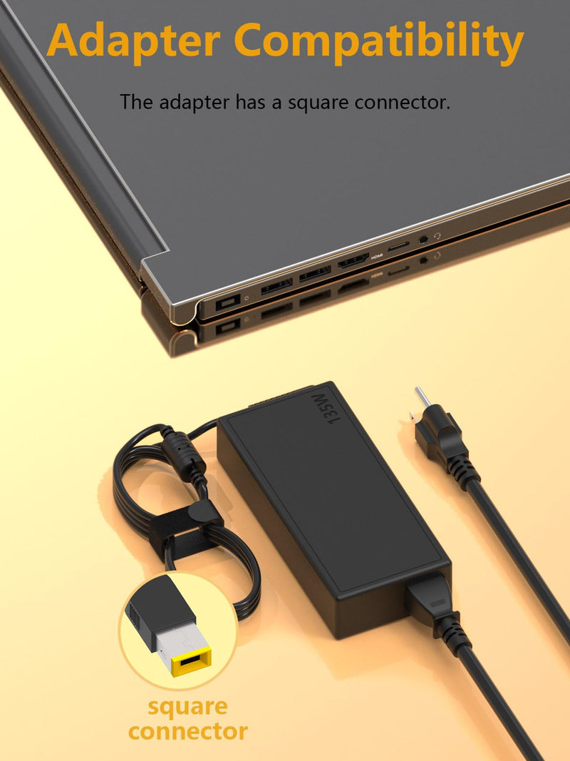 Replacement Lenovo 135w Charger Lenovo Thinkpad X1 Extreme L440 L450 L460 P50s P51s T431s T440 135w AC Adapter Slim Tip Compatible with 4X20E50558 Thinkpad Docking Station 40AF0135US