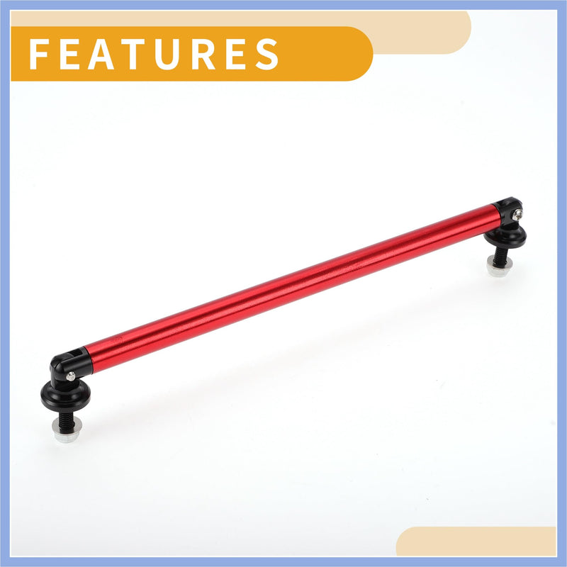 2pcs 200mm/7.87in Car Splitter Support Rods Adjustable Front Rear Bumper Lip Splitter Strut Rod Tie Support Bars Aluminum Alloy Red Stable