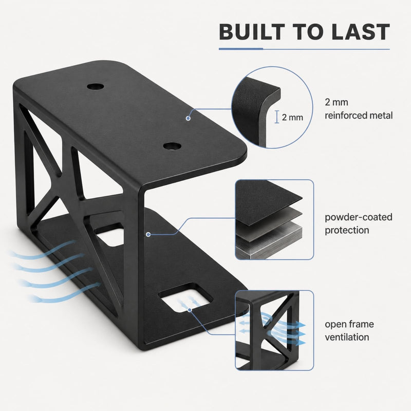 Under Desk Laptop Mount,Mini PC Storage Mount | CPU Holder,for Devices Up to 1.85" Thick Compatible MacBook, Mini, Keyboard,