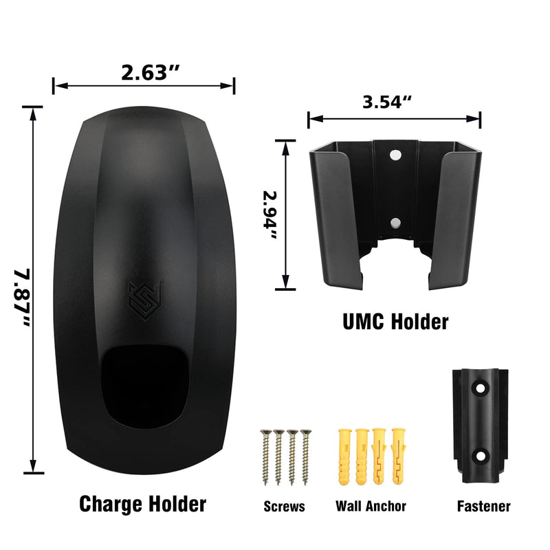 SEVEN SPARTA Charging Cable Holder with Chassis Bracket Compatible with Tesla Model 3 Model Y Model X Model S Charger Cable Organizer Car Accessories Wall Connector, Patent Approved (Black) Black