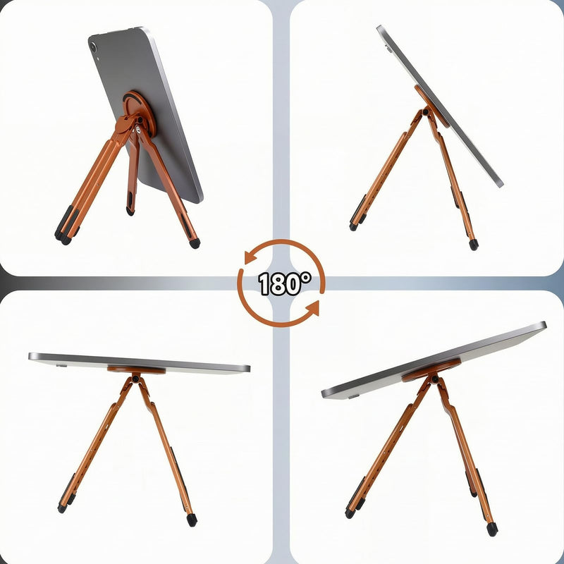 3-in-1 Foldable Magnetic Stand for Laptop, Tablet & Phone, Grey | Aluminum Alloy Holder, Adjustable, Portable & Stable, Desktop Riser, For MacBook, iPad, iPhone, Samsung