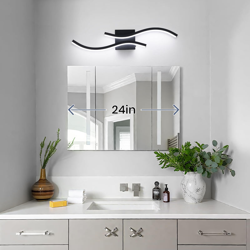 Bathroom Vanity Light Fixture, 26W 5CCT Dimmable Modern Led Bathroom Light Fixtures Over Mirror, LED Vanity Lighting Bar for Bathrooms (Black, 24inch) Black