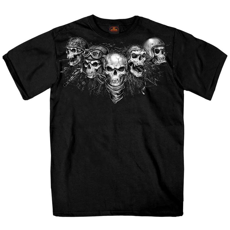 Hot Leathers unisex adult Tattoo GMS1423 Men s Five Skull Short Sleeve Black Shirt, Black, XX-Large