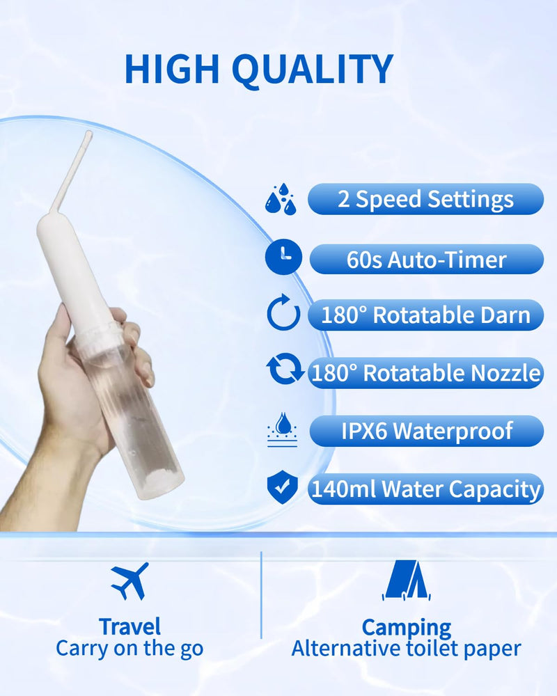 Portable Bidet for Travel Bidet Sprayer 2 Pressure Options, Waterproof, 180° Adjustable Nozzle Handheld Bidet for Postpartum Care Women Men Baby Cleaning