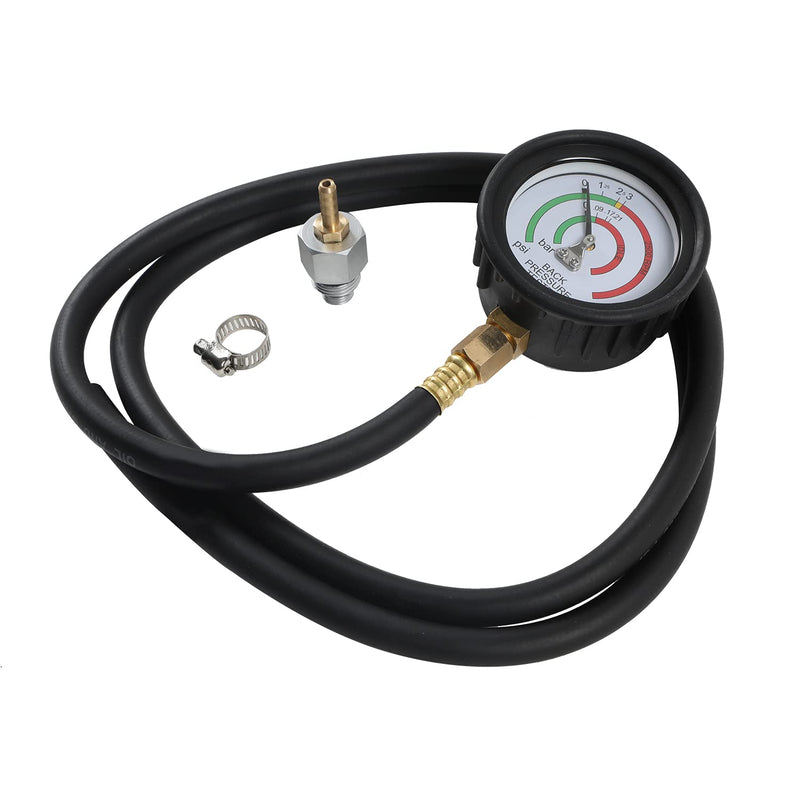DUOYI Exhaust Back Pressure Tester Kit with 6-Foot Hose,Professional Diagnosis Automotive Exhaust Back Pressure Gauge Kit Shockproof 2.5" HD Gauge,with M12 & M18 Adapter Black
