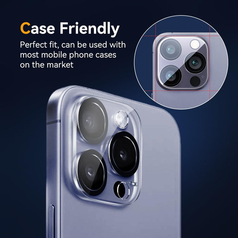 Camera Lens Protector for iPhone 14 Pro 6.1" ＆ iPhone 14 Pro Max 6.7" ,9H Tempered Glass，Ultra HD, Scratch Resistance Easy to Install，Case Friendly，[Does not Affect Night Shots] 3-Pack (iPhone 14 Pro 6.1"/14 Pro Max 6.7")