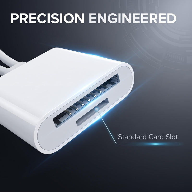 SD Card Reader for iPhone USB C iPad Dual Interface Adapter Reliable SD Card Adapter, Versatile Camera Adapter to iPhone, Portable Card Reader Computer, Compatible MacBook, Android USB-C Laptop