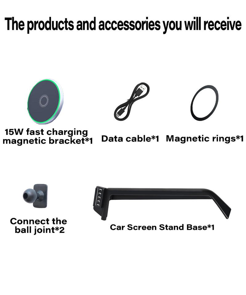 Car Phone Mount for 2020-2025 Toyota Highlander 8" Screen Accessories | MagSafe 15W Fast Wireless Charger Cell Phone Holder,360° Rotatable 3D Fit Navigation Clip-On Cradle,will Not Block Air Vents fit for 2020-2026 Toyota Highlander(8 Inch Screen)