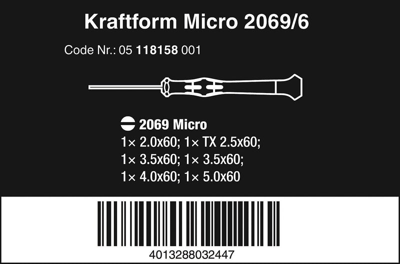 Wera - 5118158001 Kraftform MIcro 2069/6 Precision Nutdriver Set, 6-Piece