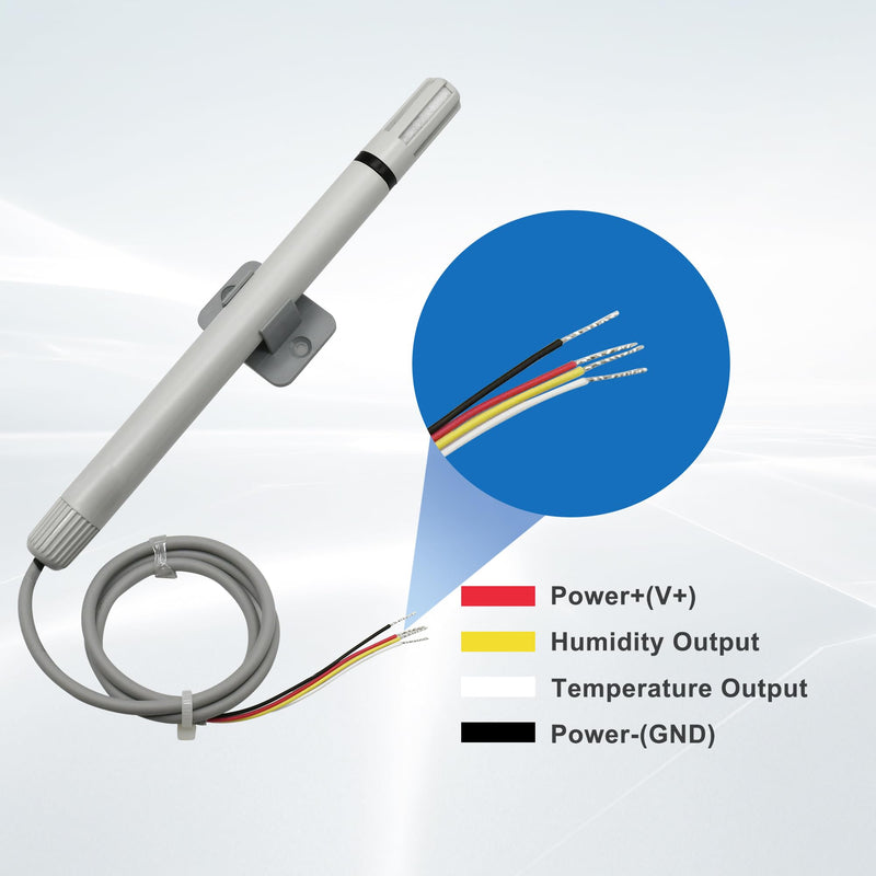 Tzone Temperature and Humidity Sensor 4-20 mA Temp Humidity Transmitter, Industrial Temperature Sensor 4-20ma Analog Humidity Transmitter Wall Mounted -40℃ to 60℃ for Greenhouse HVAC Lab PLC and DCS THT02C 4-20mA Output